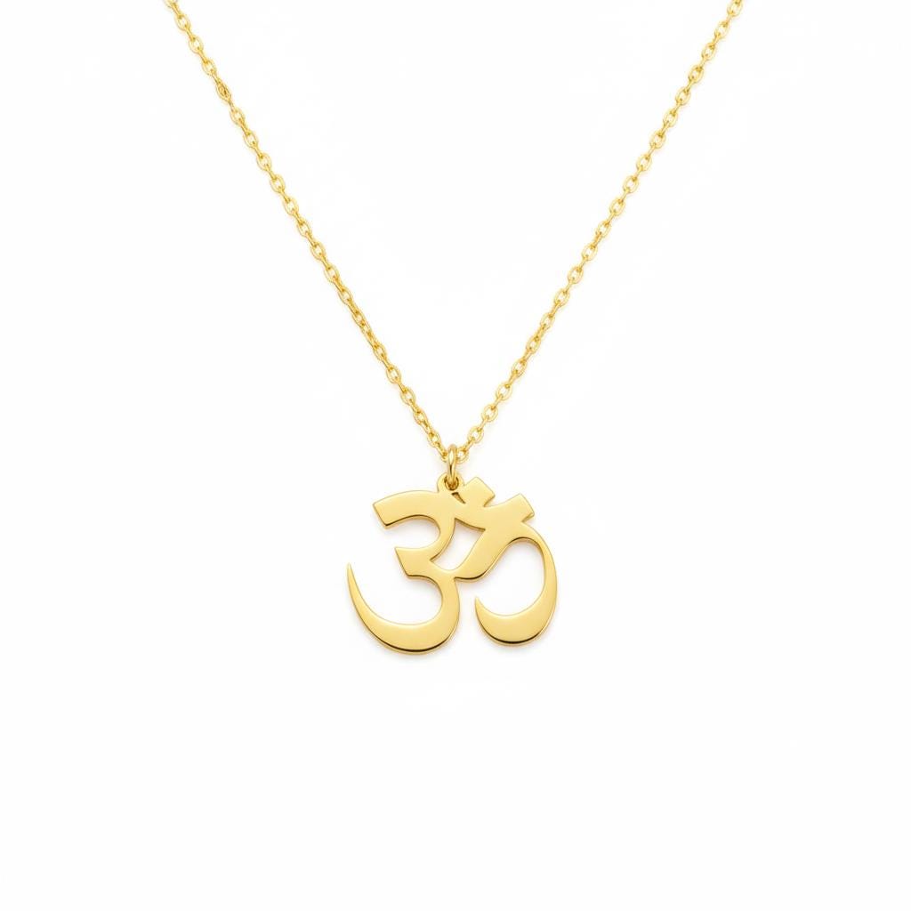 Inspirational Om Pendant Necklace, Minimalist 14K Gold Plated 925 Silver, Zen Spiritual Jewelry, Custom Length Personalized Christmas Gift