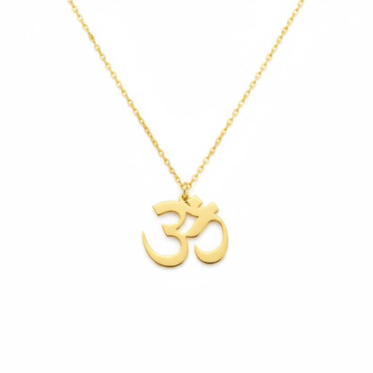 Inspirational Om Pendant, 925 Sterling Silver 14k Gold Plated Yoga Necklace, Zen Spiritual Jewelry, 14k Gold Plated Layering Necklace Gift