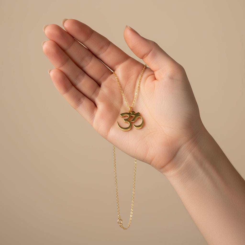 Inspirational Om Pendant Necklace, Minimalist 14K Gold Plated 925 Silver, Zen Spiritual Jewelry, Custom Length Personalized Christmas Gift