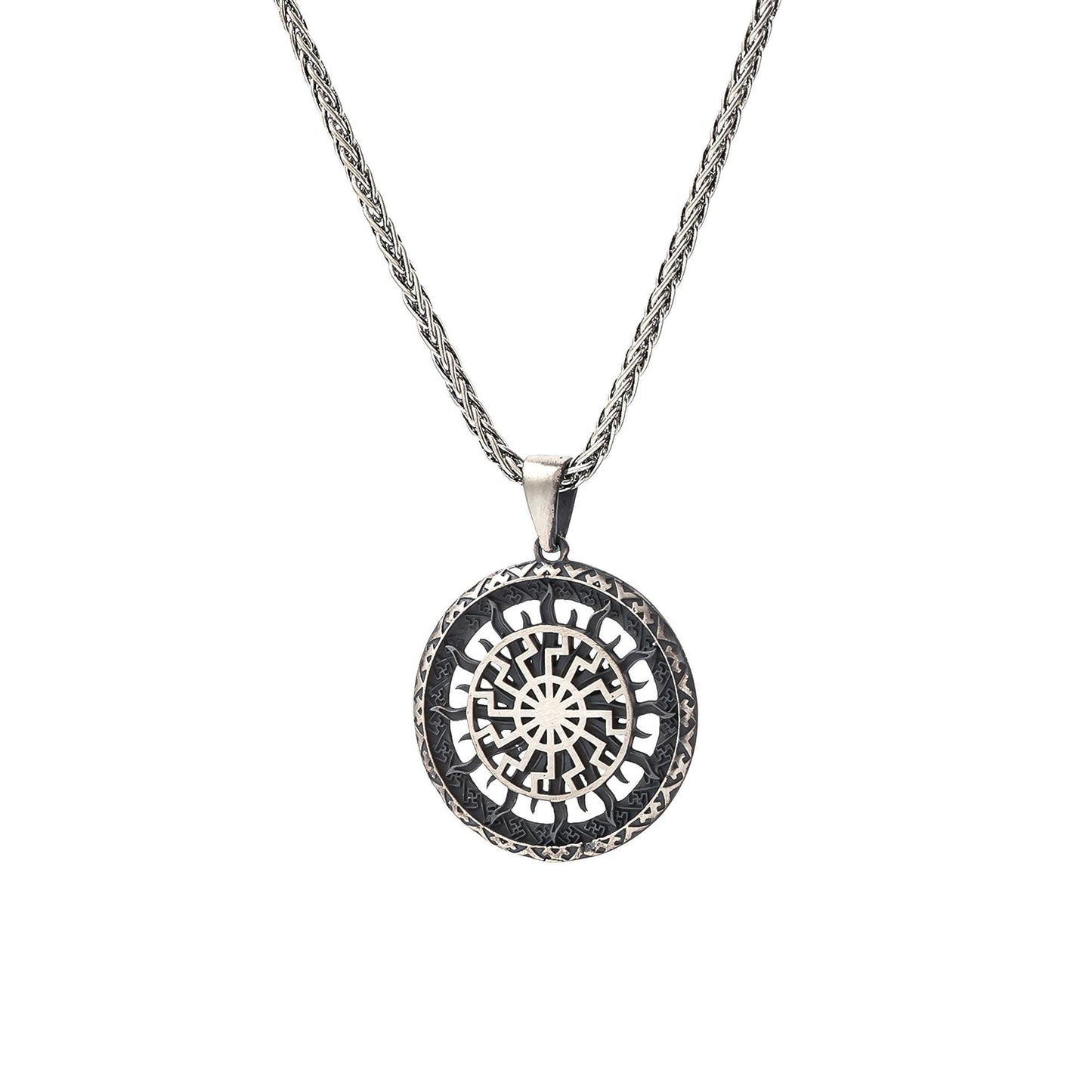 Celestial Sun Motif Pendant, Minimalist 925 Silver Scandinavian Necklace, Spiritual Balance Charm, Unisex Christmas Gift for Him Her