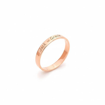 Custom Engraved Names Ring, Dainty 925 Silver Gold Plated Promise Ring, Personalized Minimalist Stackable Band, Christmas Gift for Her