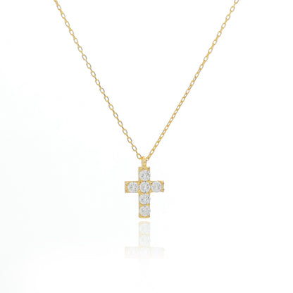 Minimalist Cross Necklace, Dainty 925 Sterling Silver Gold Plated Christian Gift for Her, Custom Length Religious Jewelry