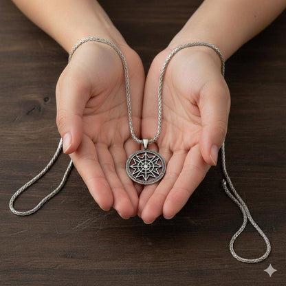 Celestial Sun Motif Pendant, Minimalist 925 Silver Scandinavian Necklace, Spiritual Balance Charm, Unisex Christmas Gift for Him Her