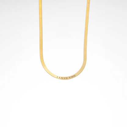 Personalized Herringbone Chain Necklace, Custom Message Dainty 925 Silver Gold Plated, Minimalist Flat Snake Chain, Anniversary Gift for Her