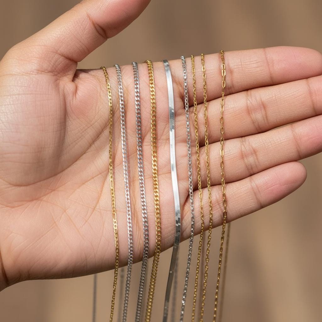 Versatile Sterling Silver Chain Collection, Gold Plated & Rose Gold Necklaces, Perfect for Pendants Layering, Essential Jewelry Gift for Her