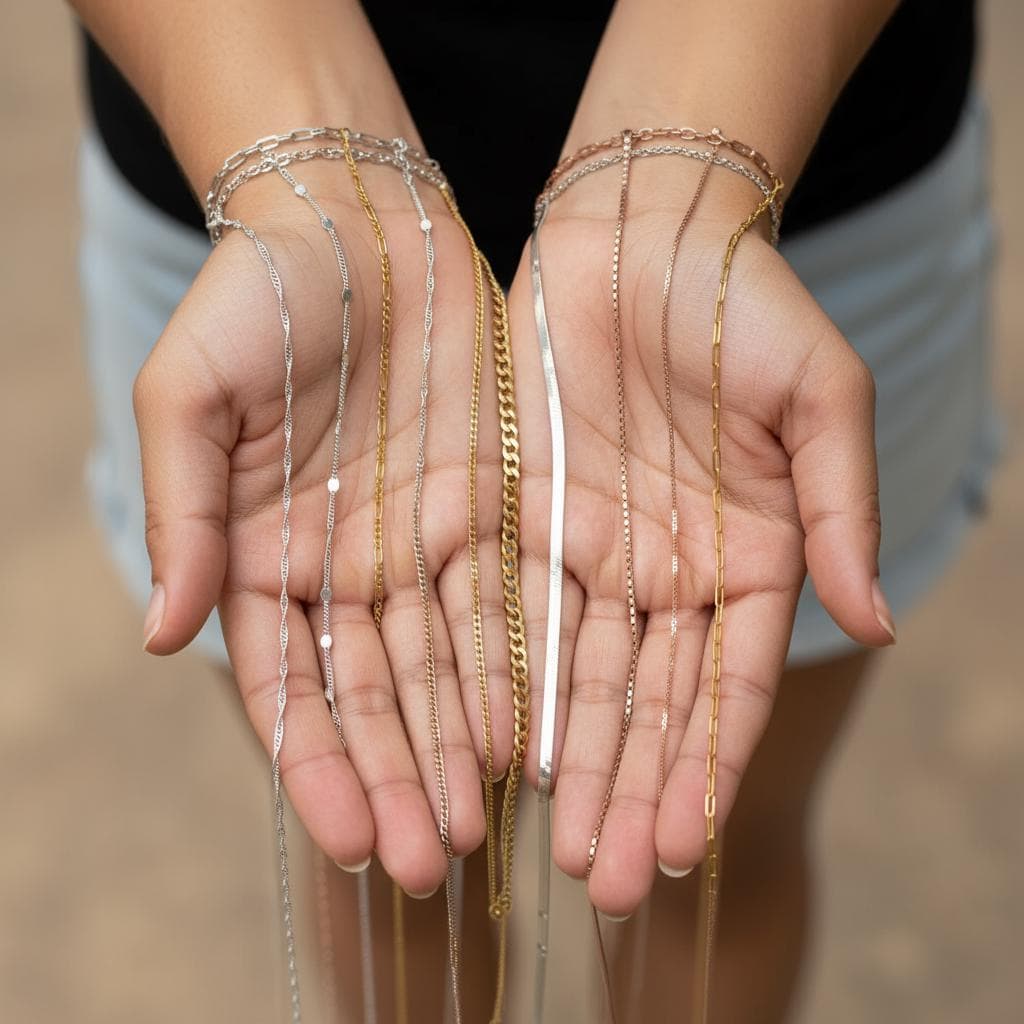 Gold Plated Layering Chain Necklace, Custom 925 Silver Chain Various Styles Dainty Thick, Everyday Minimalist Christmas Gift for Her Him